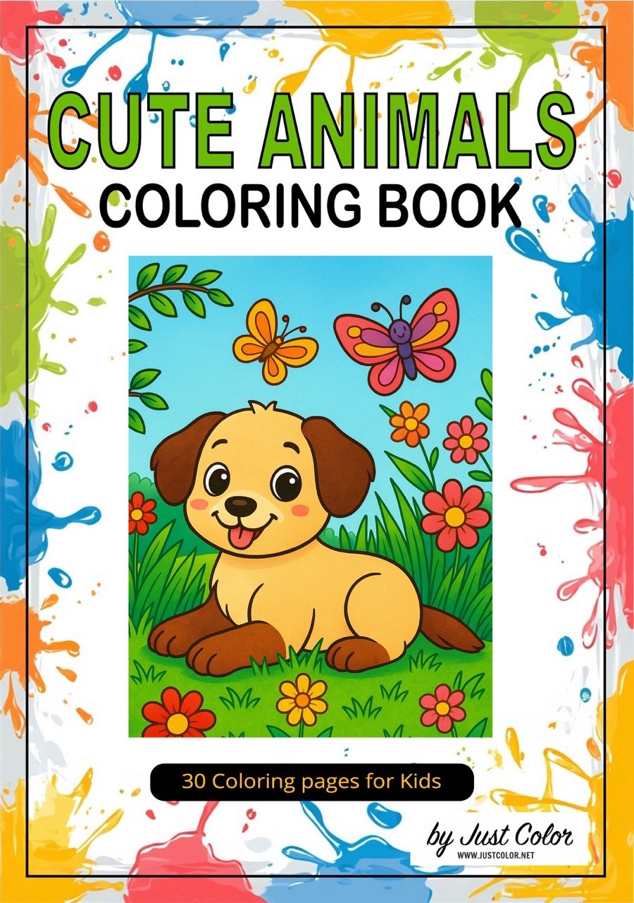 Cute Animals Coloring Book for Kids (Digital Printable PDF)