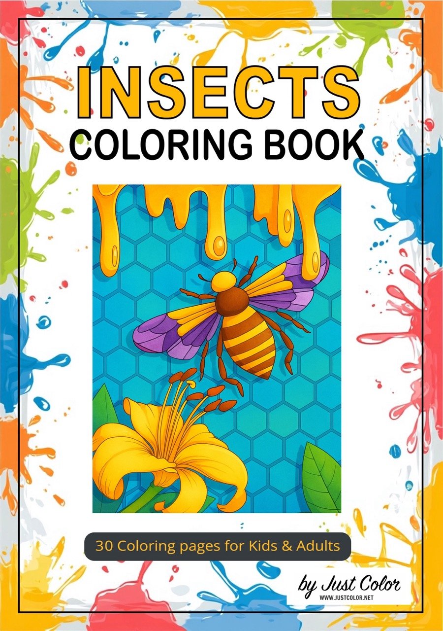 Insects Coloring Book for Kids and Adults (Digital Printable PDF)