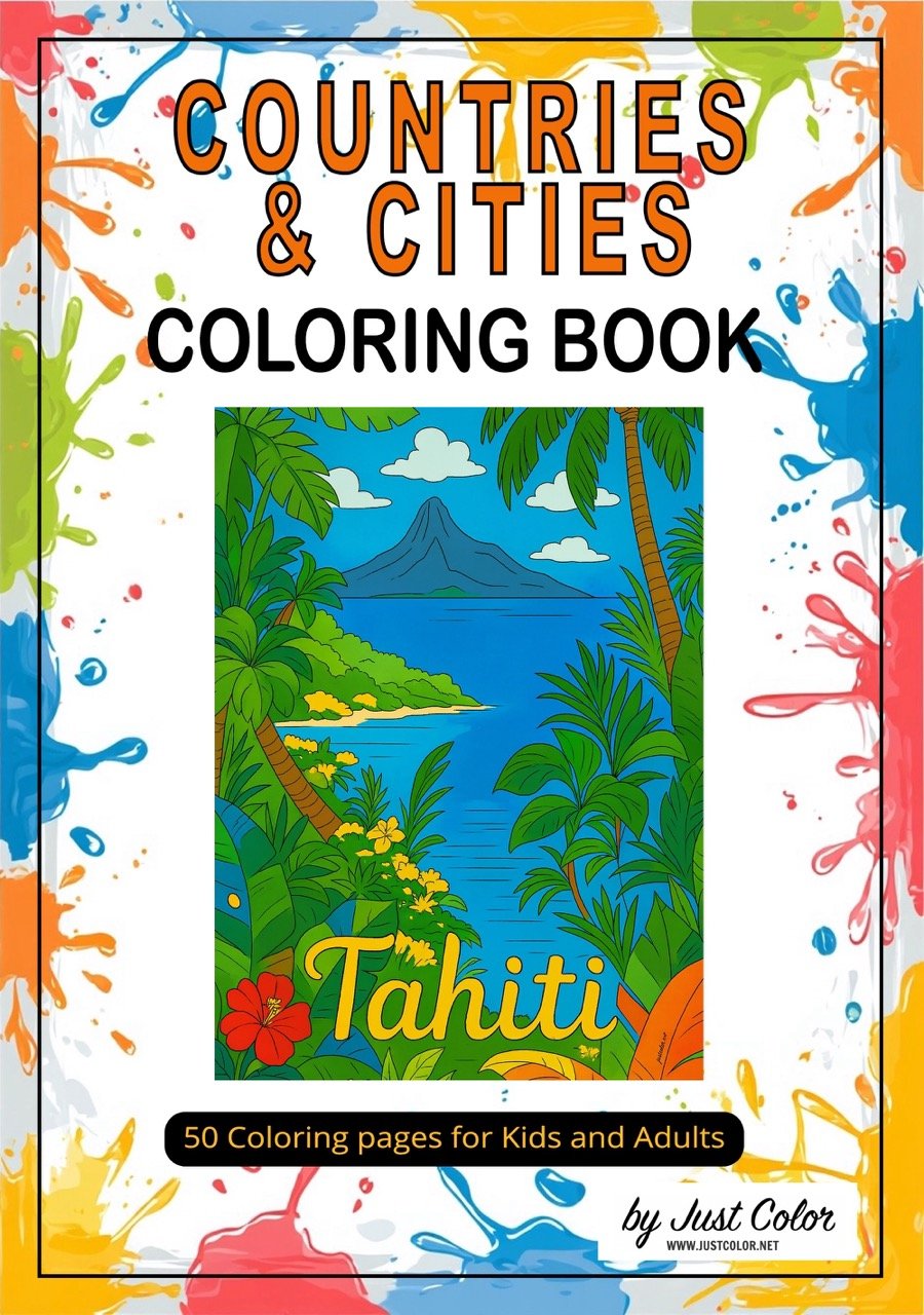 Countries & Cities Coloring Book for Adults <br>(Digital Printable PDF)