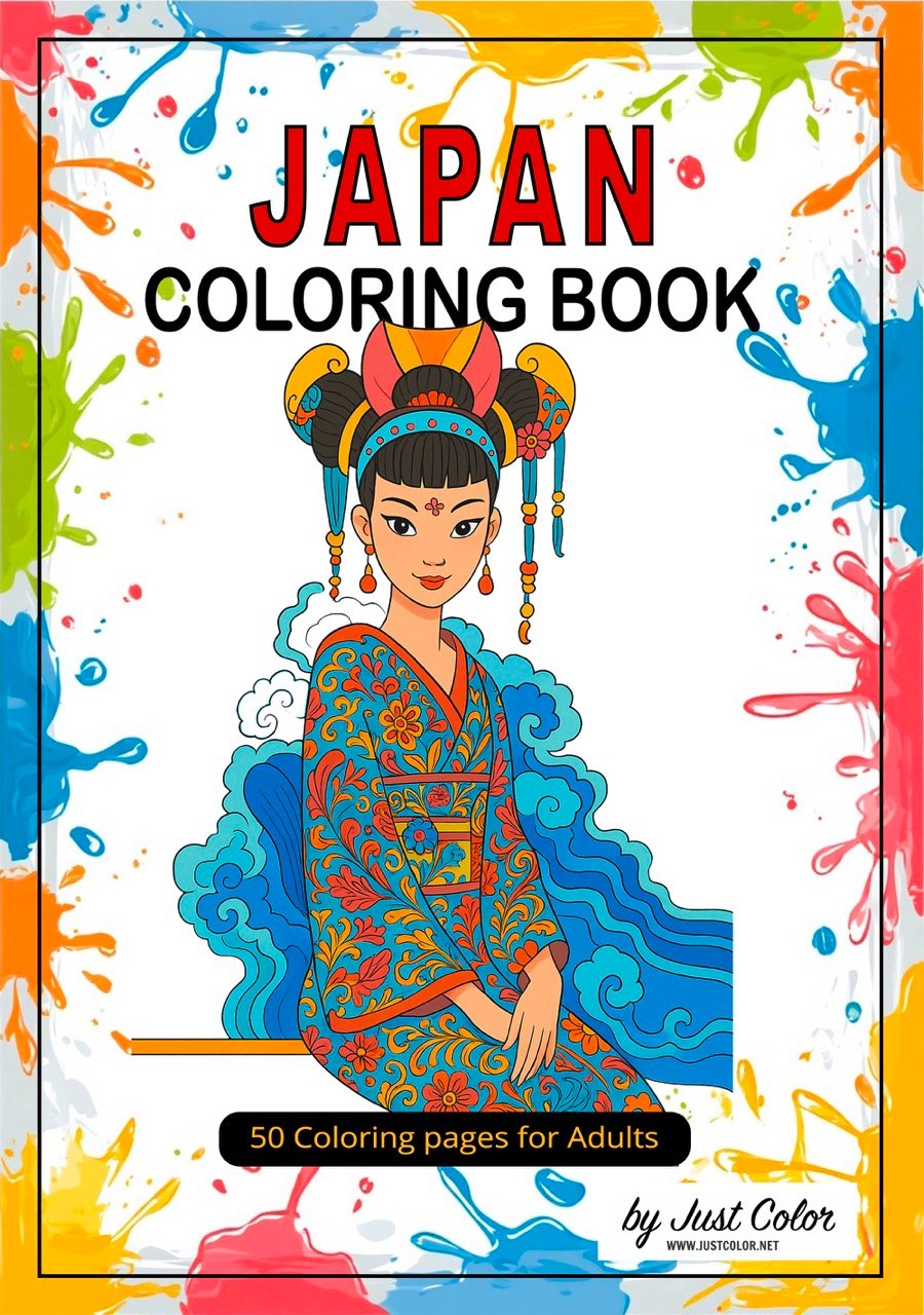 Japan Coloring Book for Adults (Digital Printable PDF)